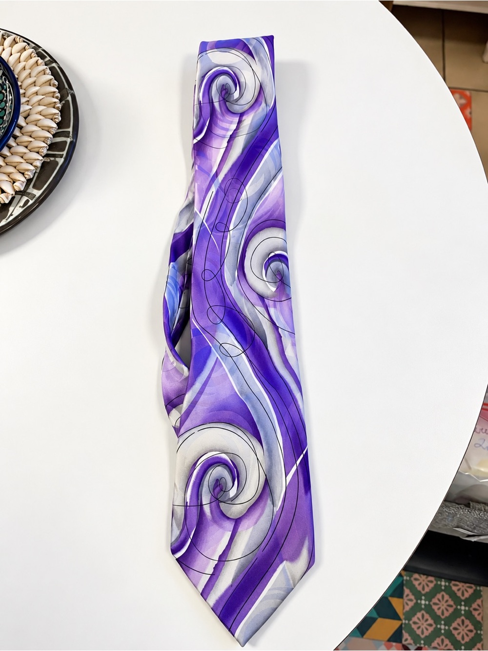 J. Garcia Purple and Silver Swirl Men's Neck Tie